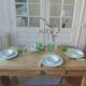 Vintage kitchen table on casters.