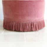 Vintage toad armchair in pink velvet with fringes, 50s/60s