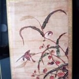 Frame decoration birds black and gold handmade screen printing France