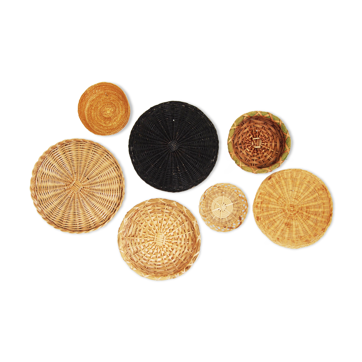 Wall composition of 7 baskets Wicker