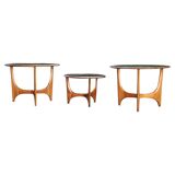 Set of 3 sculptural walnut side tables