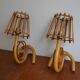 Pair of rattan wall lamps 70s Louis Sognot