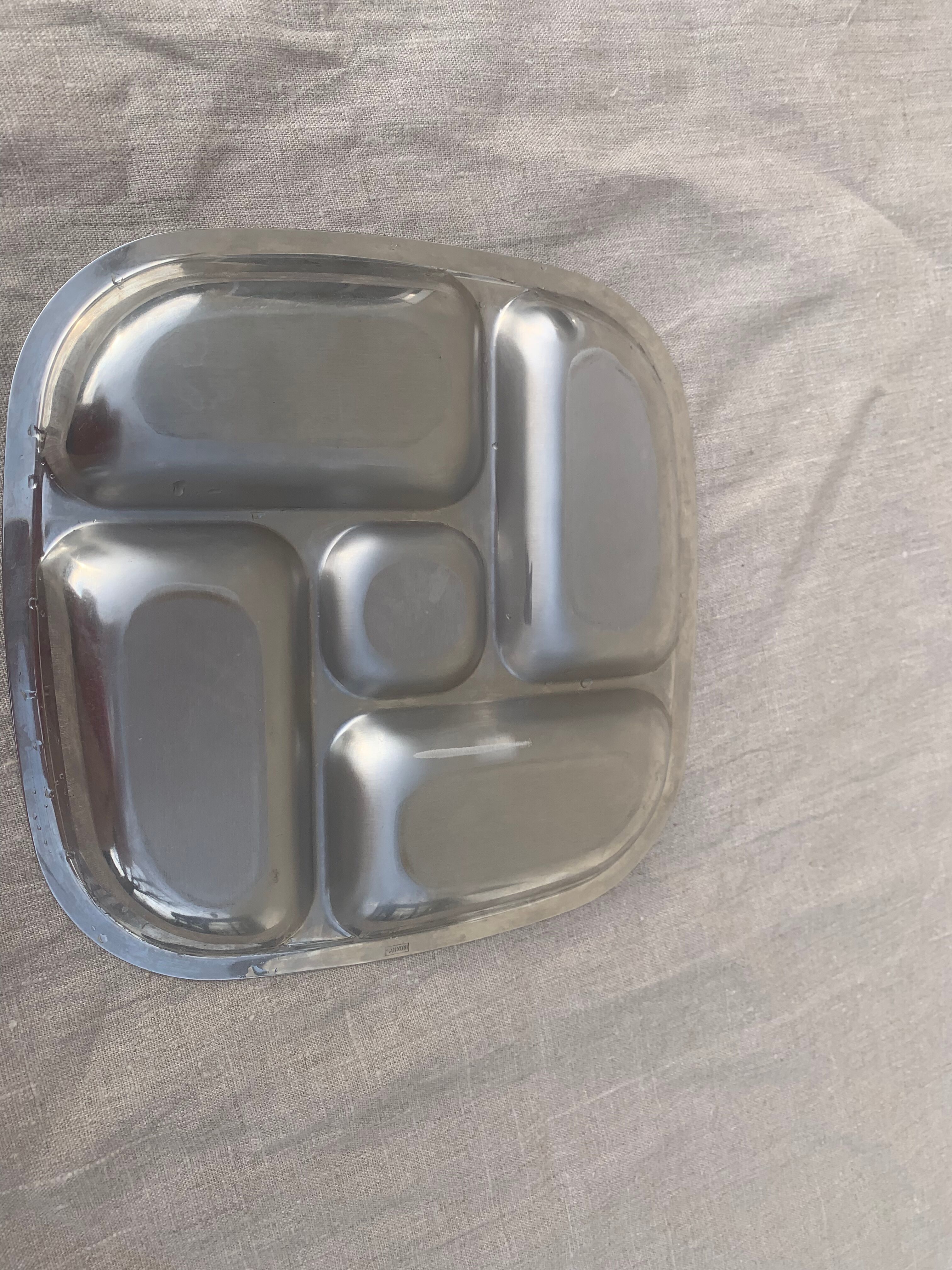 Compartment dish, vintage stainless steel servant