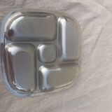 Compartment dish, vintage stainless steel servant