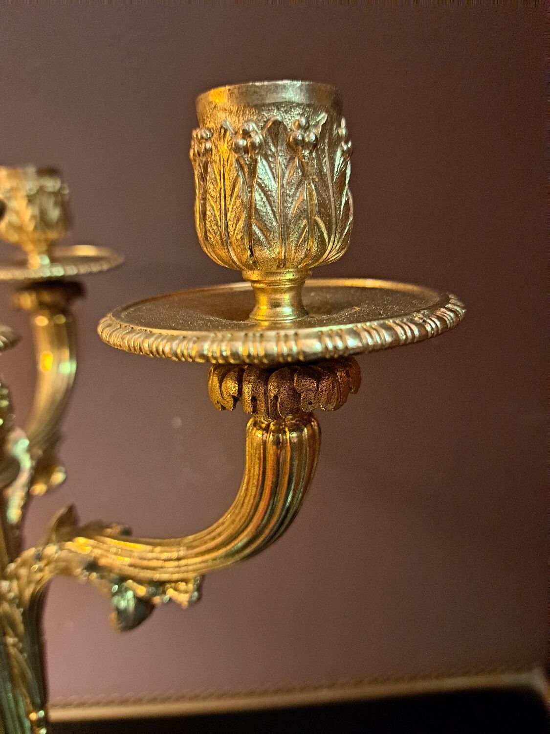 Pair of gilded bronze candelabra