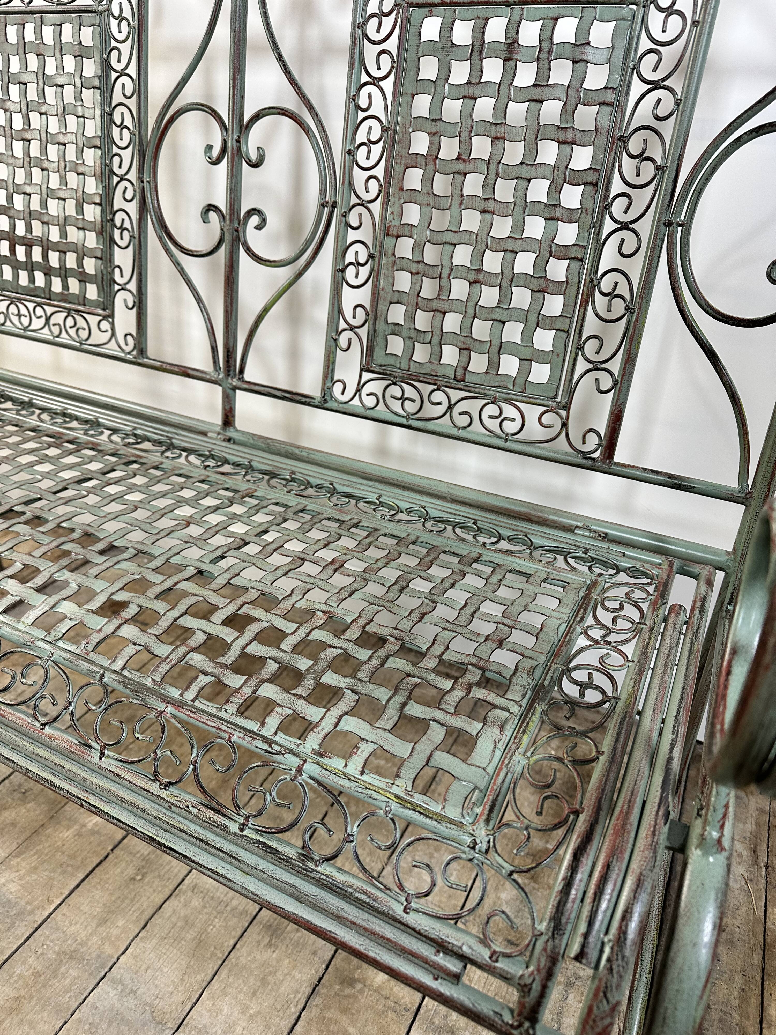 Folding iron garden bench
