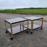 Coffee table golden black and Erard smoked glass