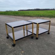 Coffee table golden black and Erard smoked glass