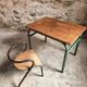 Ensemble bureau et chaise d’écolier vintage – Mobilier scolaire industriel