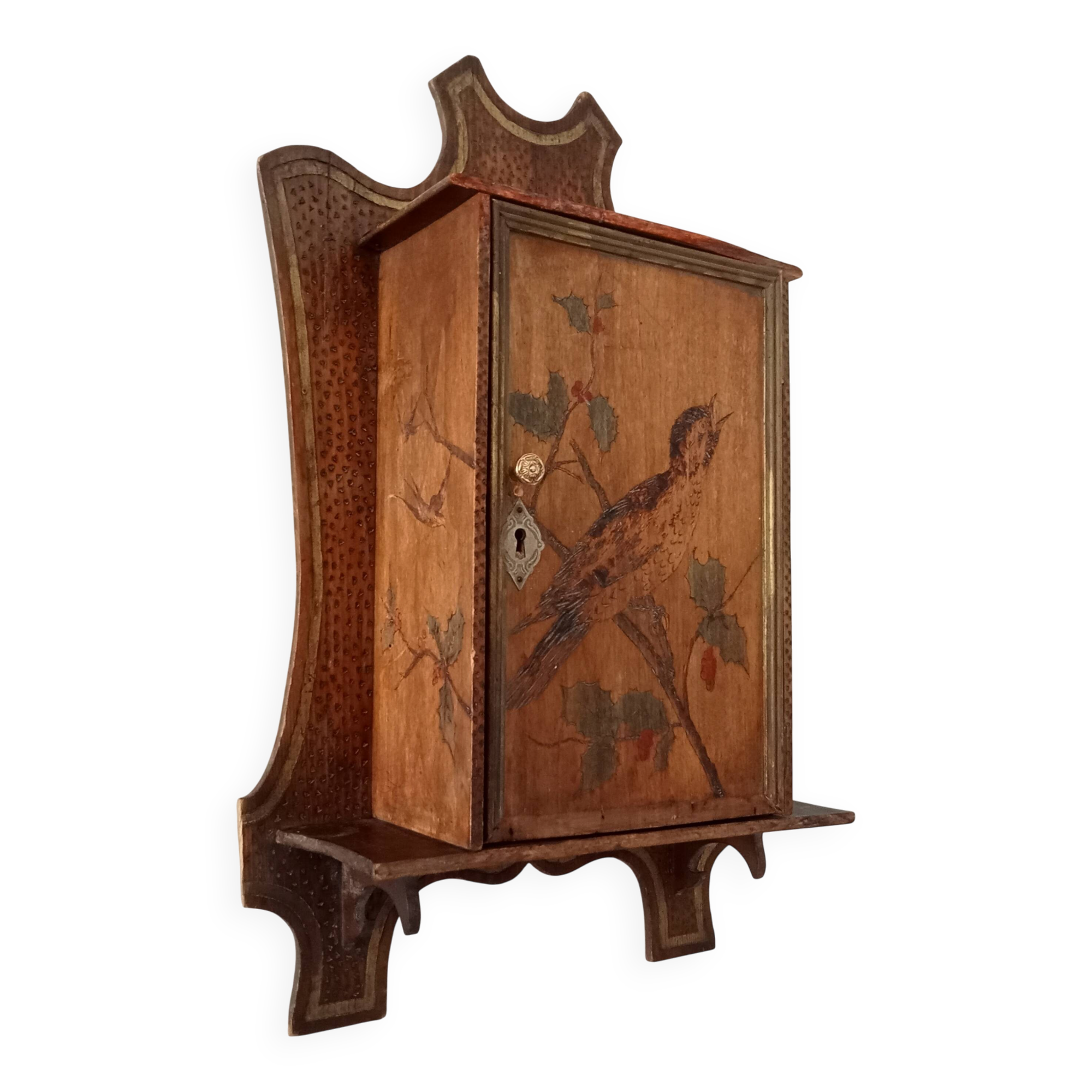 Antique wall cabinet folk art
