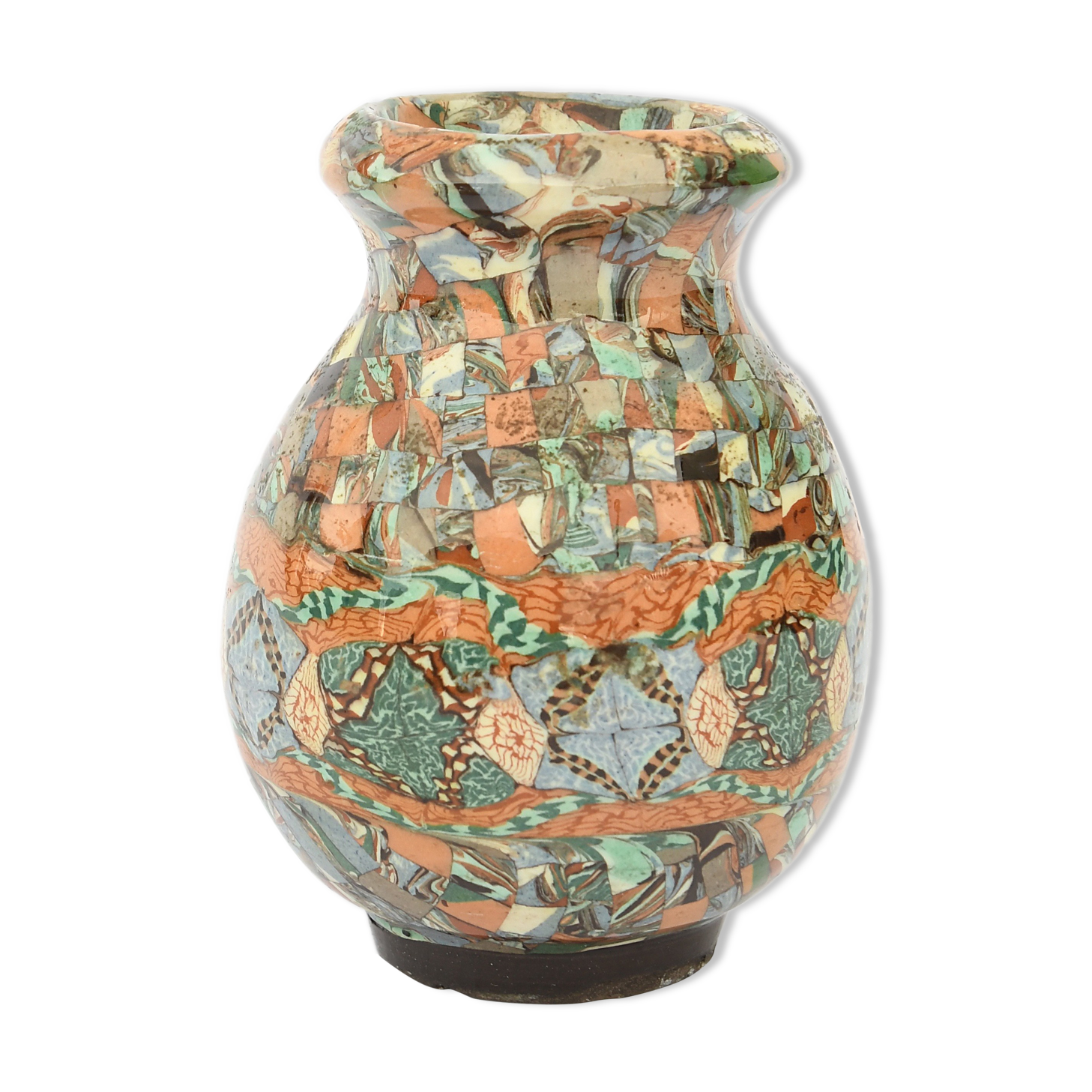 Vase en faïence mosaïqué par jean gerbino pour vallauris