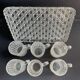 Tray and 6 mugs in blown and molded glass