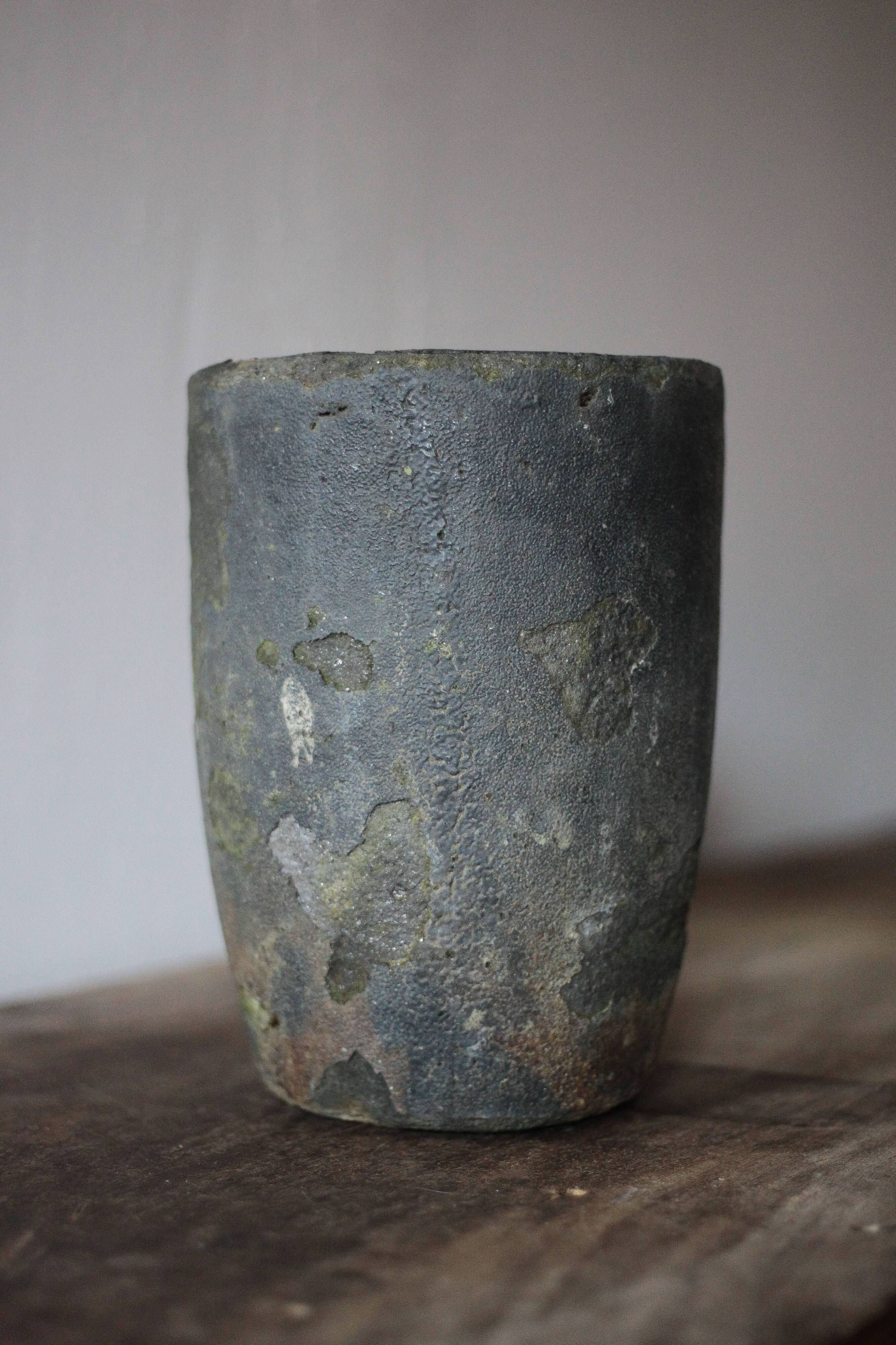 Old foundry crucible, plant pot, planter, cache pot, decoration