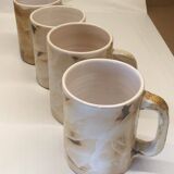 Four enameled ceramic cups Galerie Palissy in Vallauris