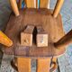Brutalist set solid oak round dining table 4 chairs Depuydt Belgium