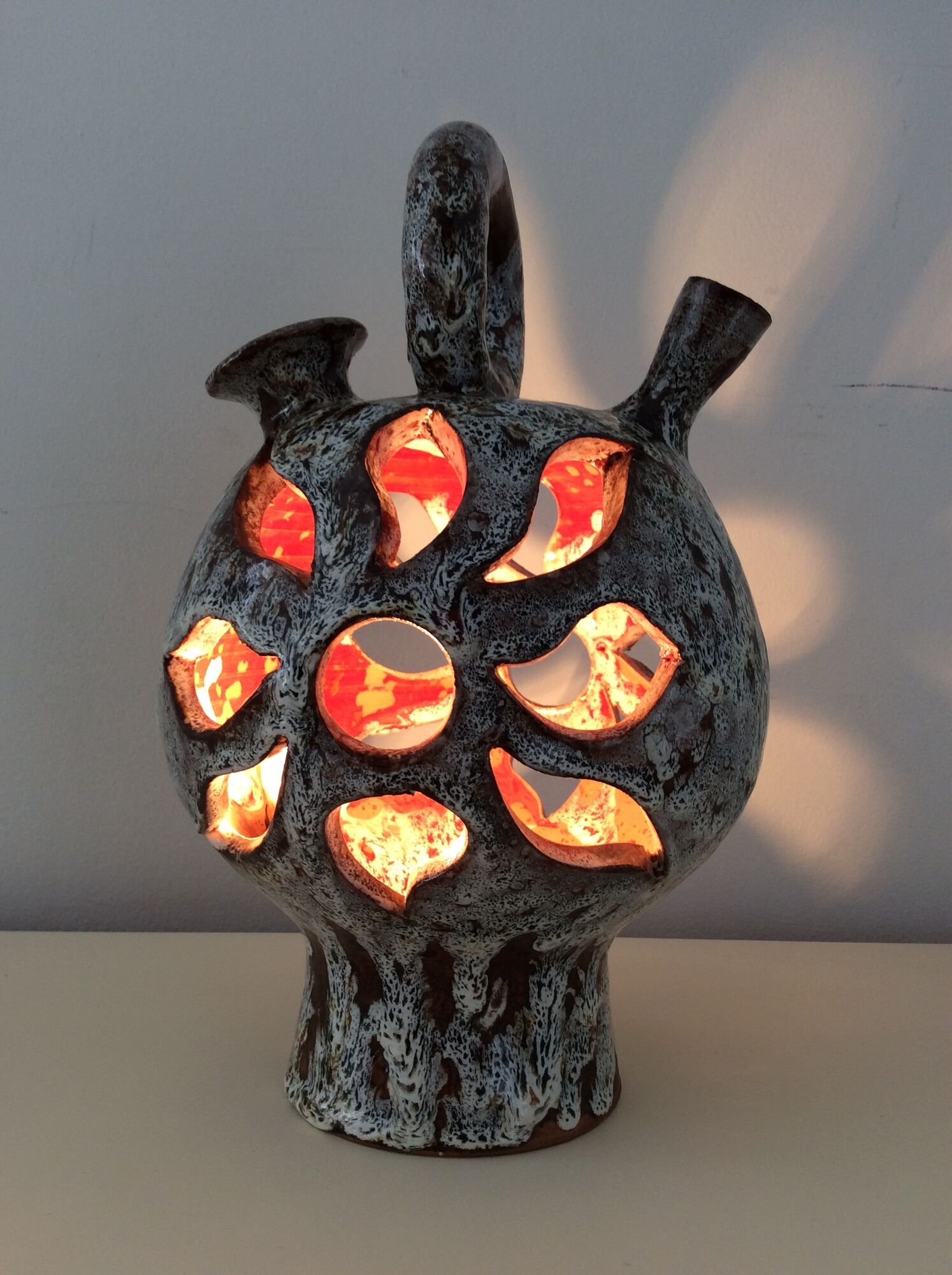 Vallauris lamp from the 60s in openwork ceramic
