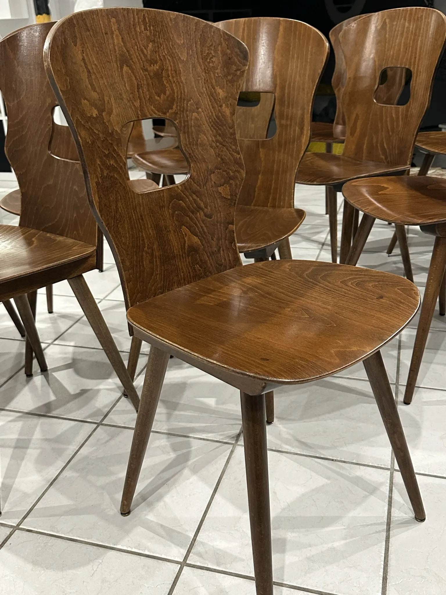 Set of 12 Baumann bistro chairs model Gentiane vintage 1970