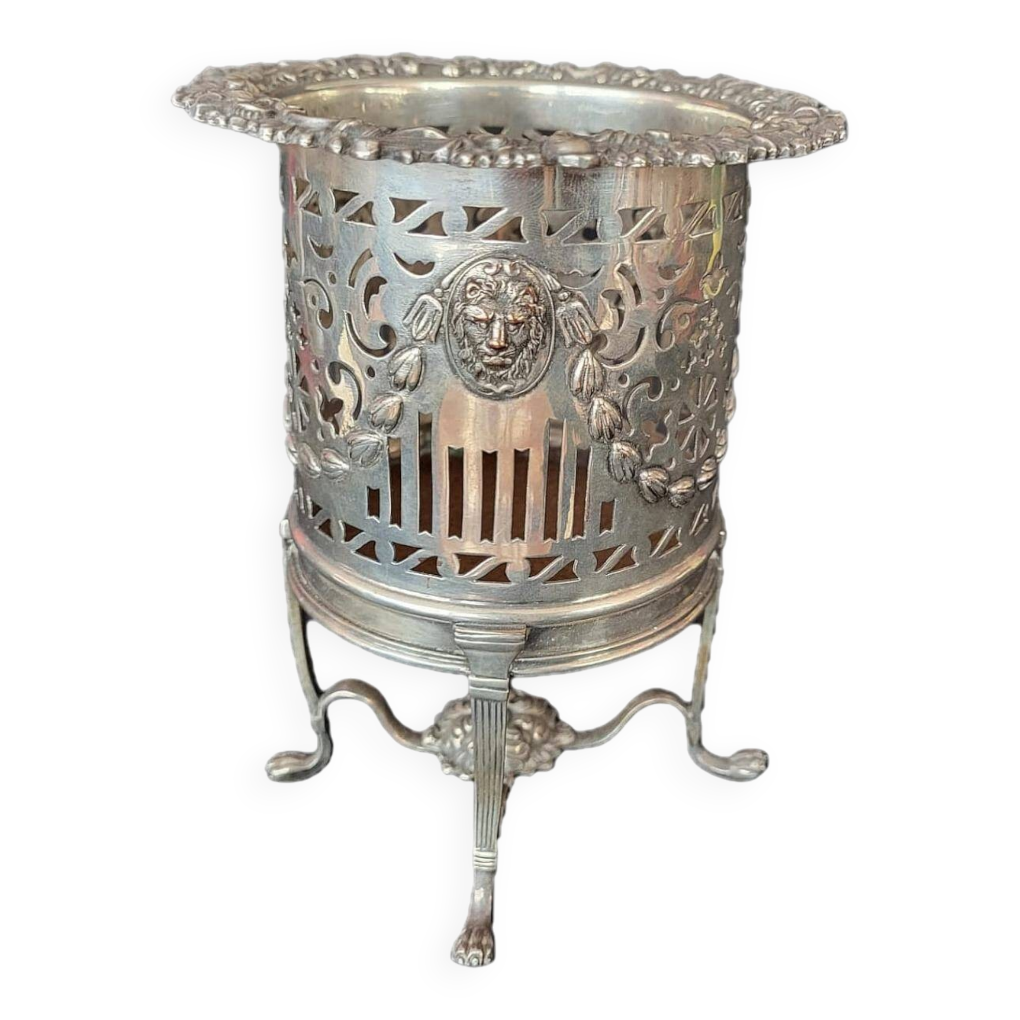 Antique Victorian Sheffield Silver Plated Raised Wine Bottle Holder Coaster