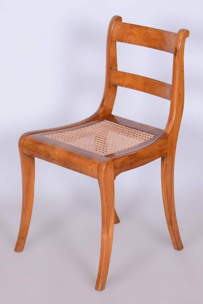 Biedermeier Chair in Cherry Tree & Rattan, Austria, 1830s