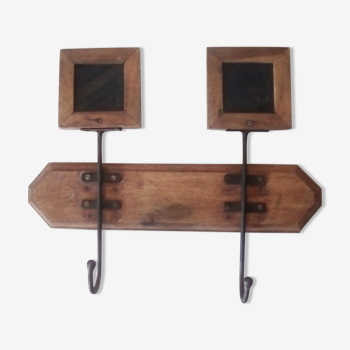 Porte-manteau années 50 ardoise bois et acier