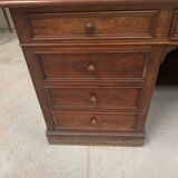 Napoleon III style flat desk with pedestal in 19th century mahogany