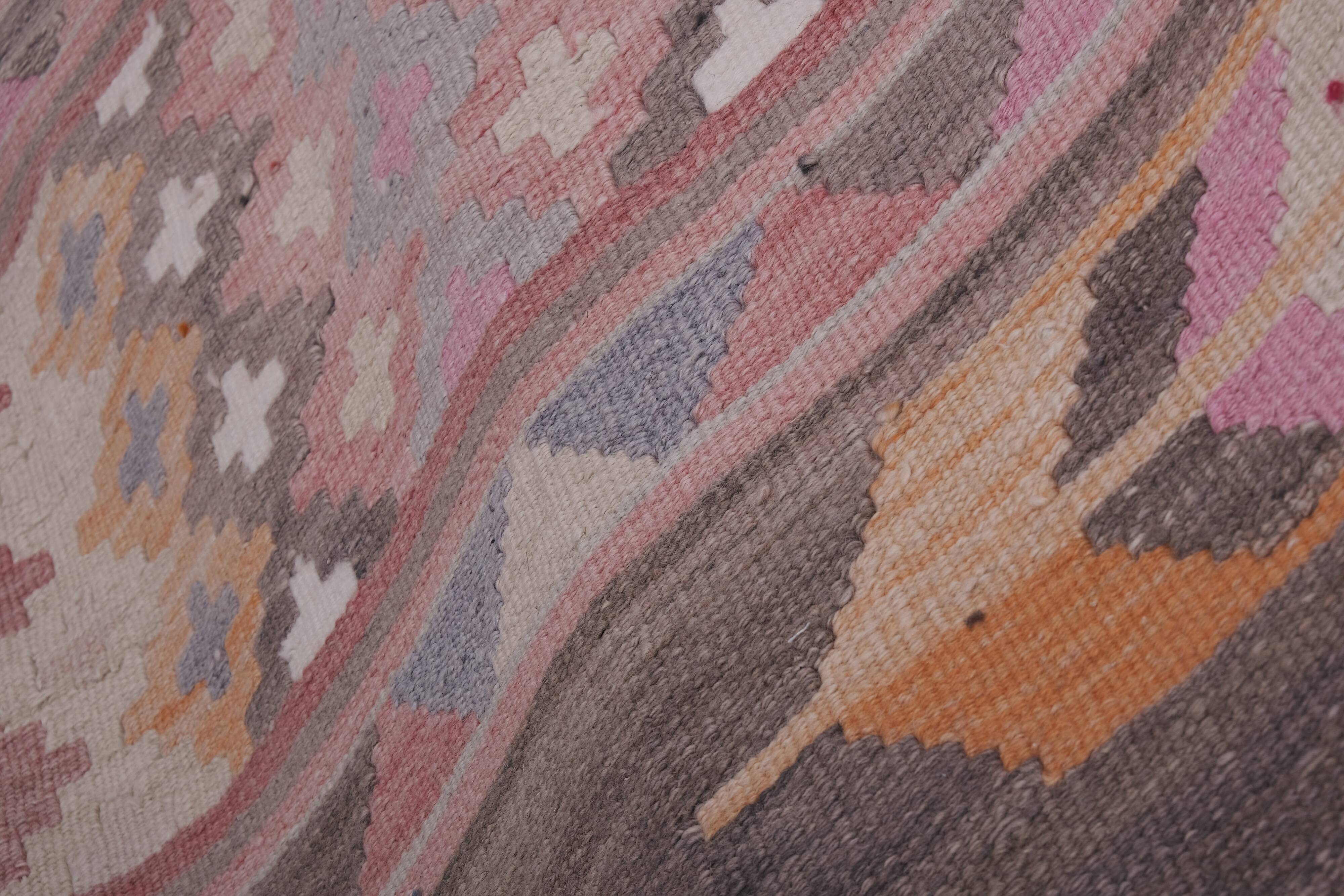 Vintage Turkish rug from Oushak, handwoven 70x710 cm