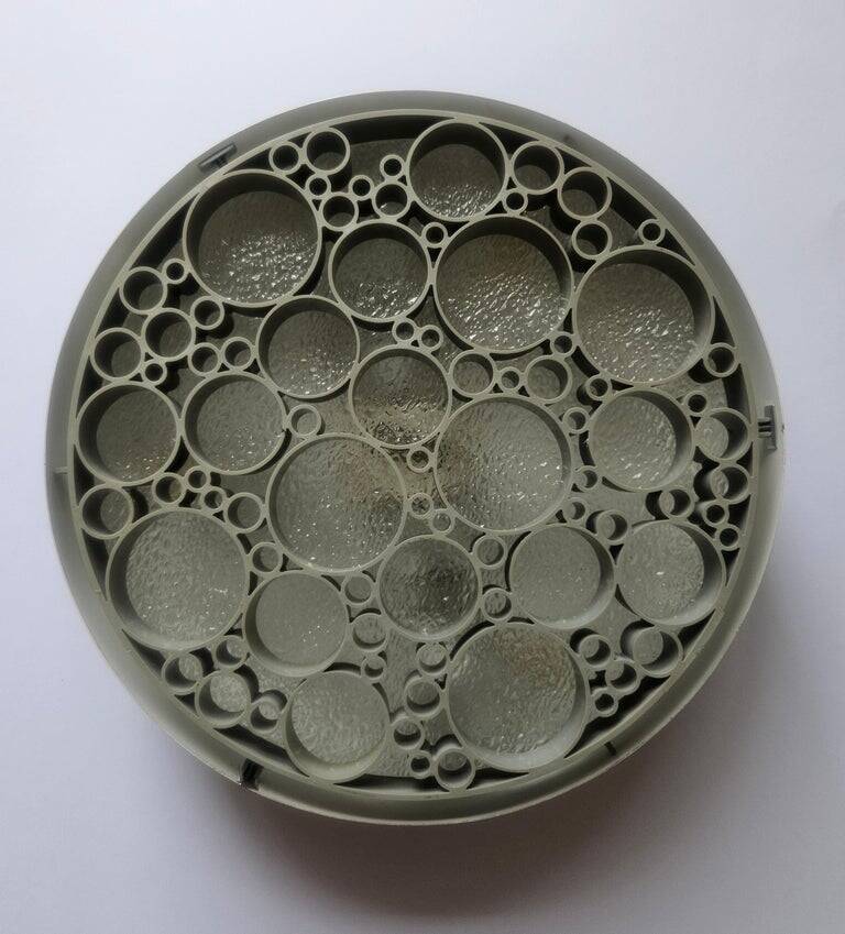 Set of three large rare midcentury flush mounts Alliance, RAAK, 1970