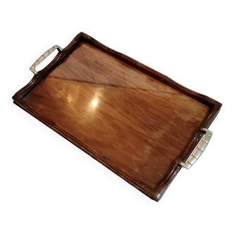 Authentic and large Art Deco Serving Tray - 1930/1950 - Walnut