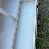 Small ecru, glass and wooden cabinet, excellent condition