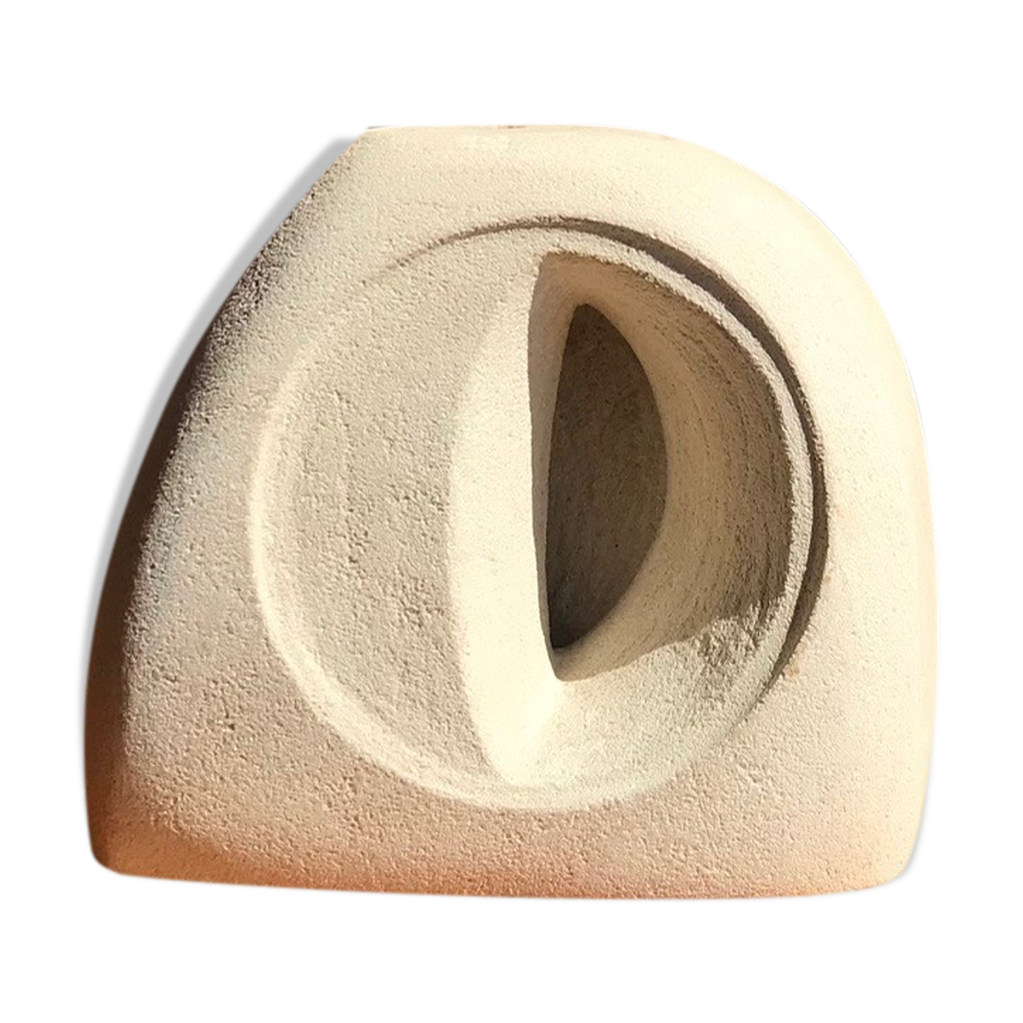 Carved stone lamp signed Arsène Galisson - 1980s