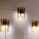 Three Venini Sconces, beveled smoked glass, Italy, 1970