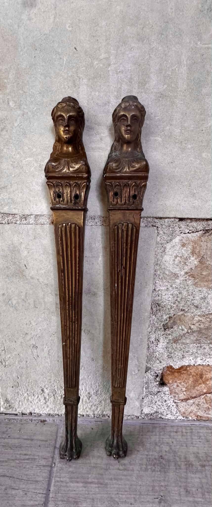 2 bronze Art Nouveau furniture ornaments