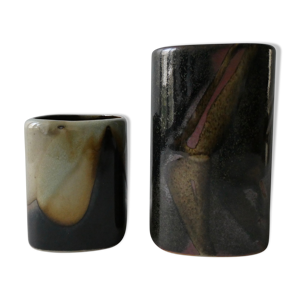 paire de vases en grès émaillé Jean Yves Lemonnier, années 80