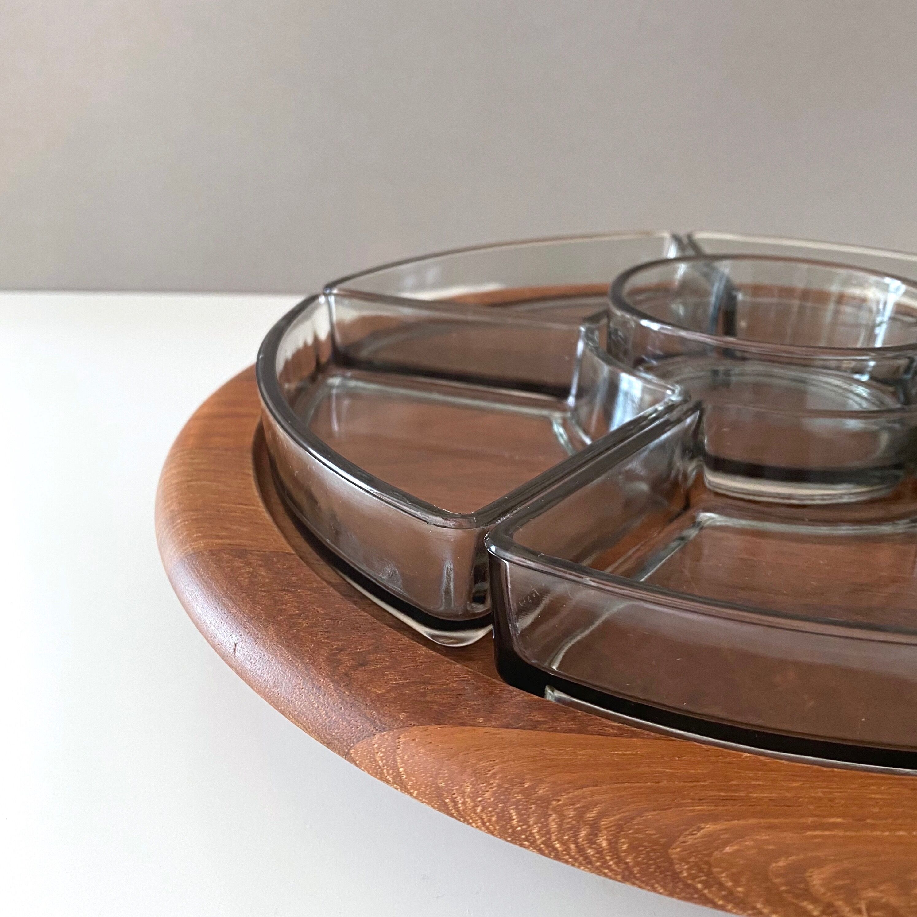 Digsmed Teak Tray Lazy Susan, Mid Century Cabaret, Tray Set, Turntable, Danish Design, 60's