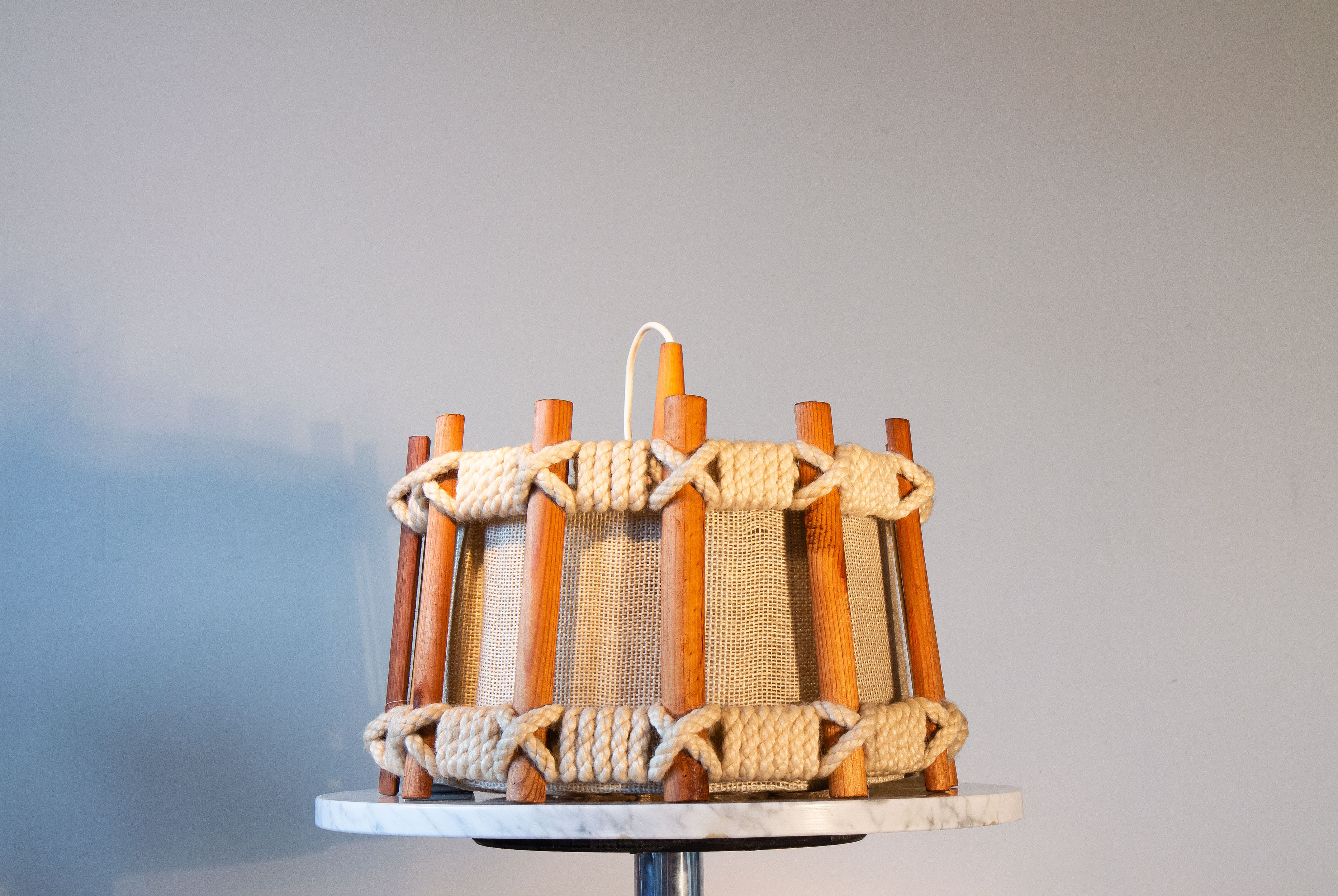 Suspension wool wood and linen of the 70s