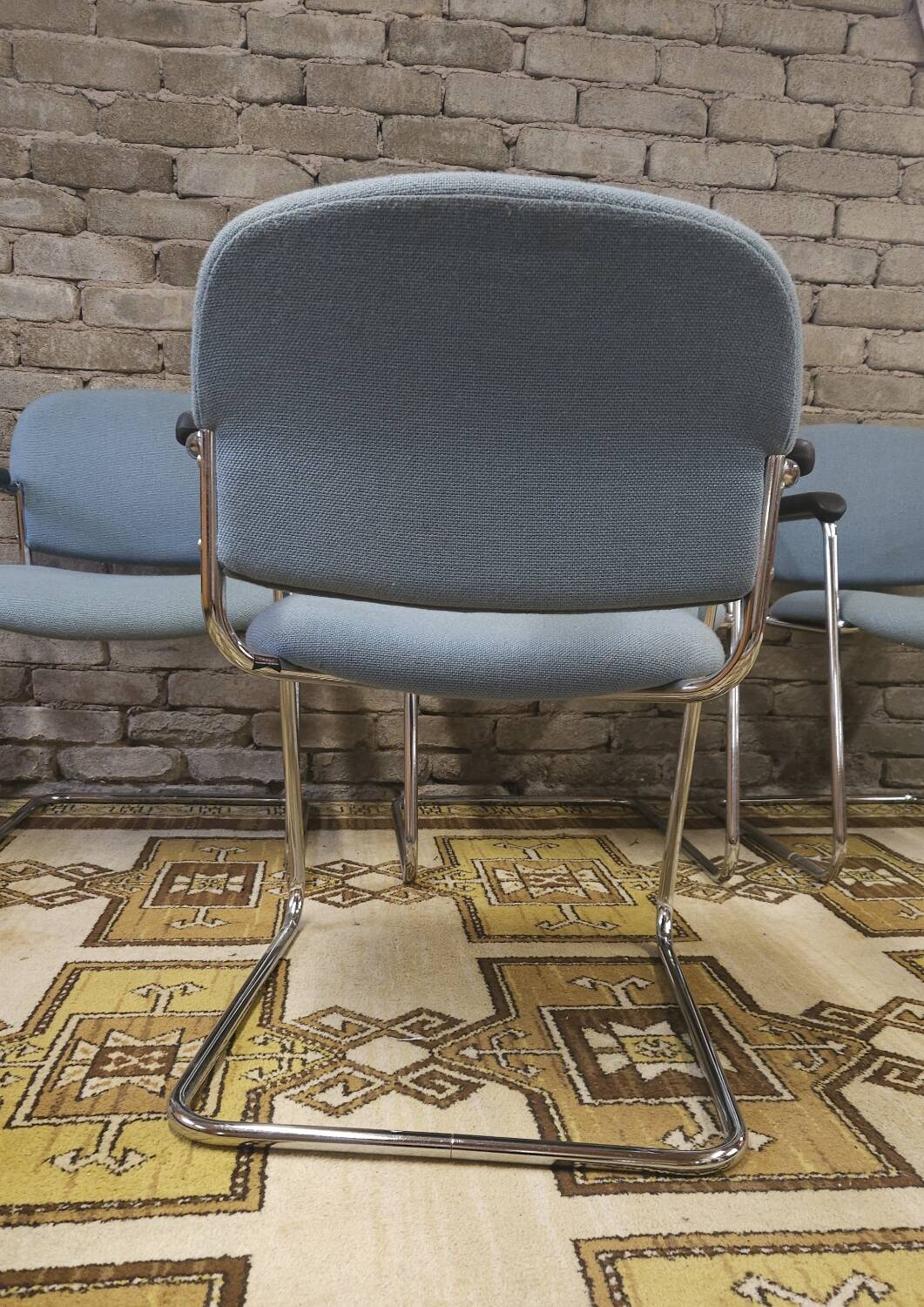 Set of 4 drabert armchairs with chrome legs, 1980