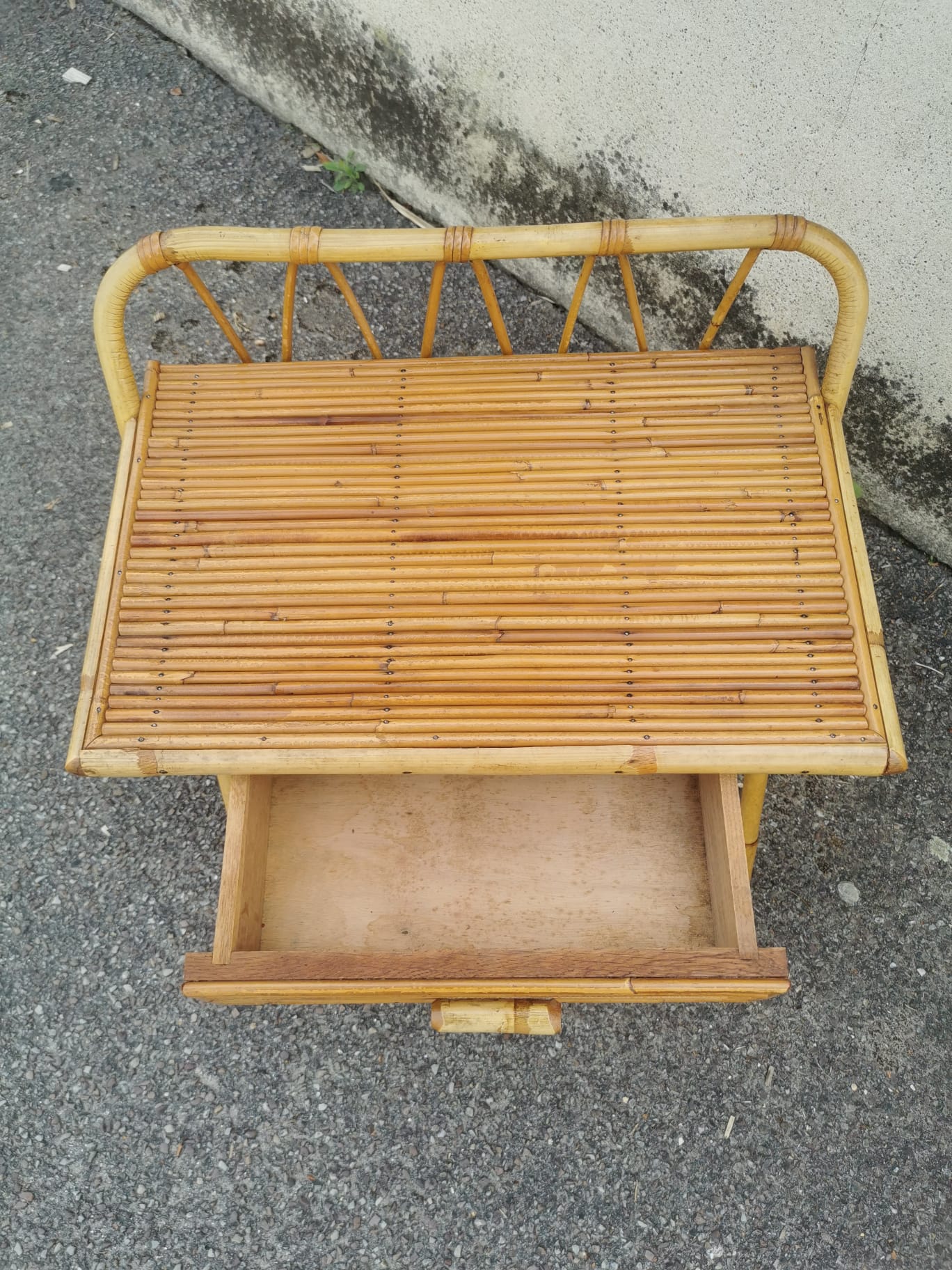 Pair of vintage rattan bedside tables