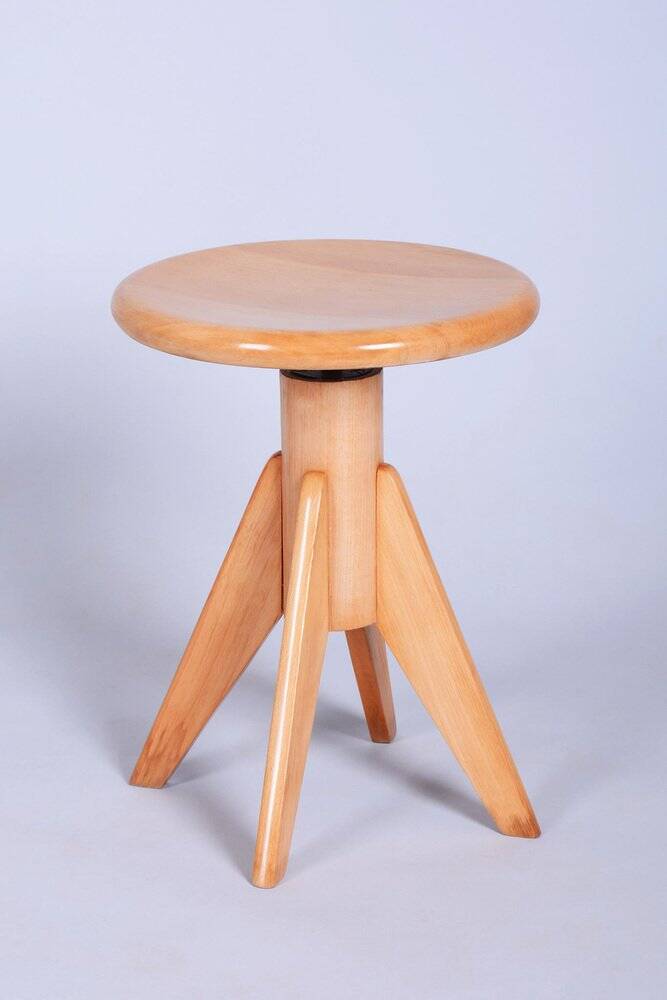 Mid-Century Beech Piano Stool, Czech, 1940s