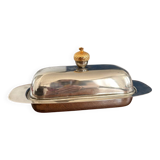 Beurrier vintage en métal argenté avec noisette doré