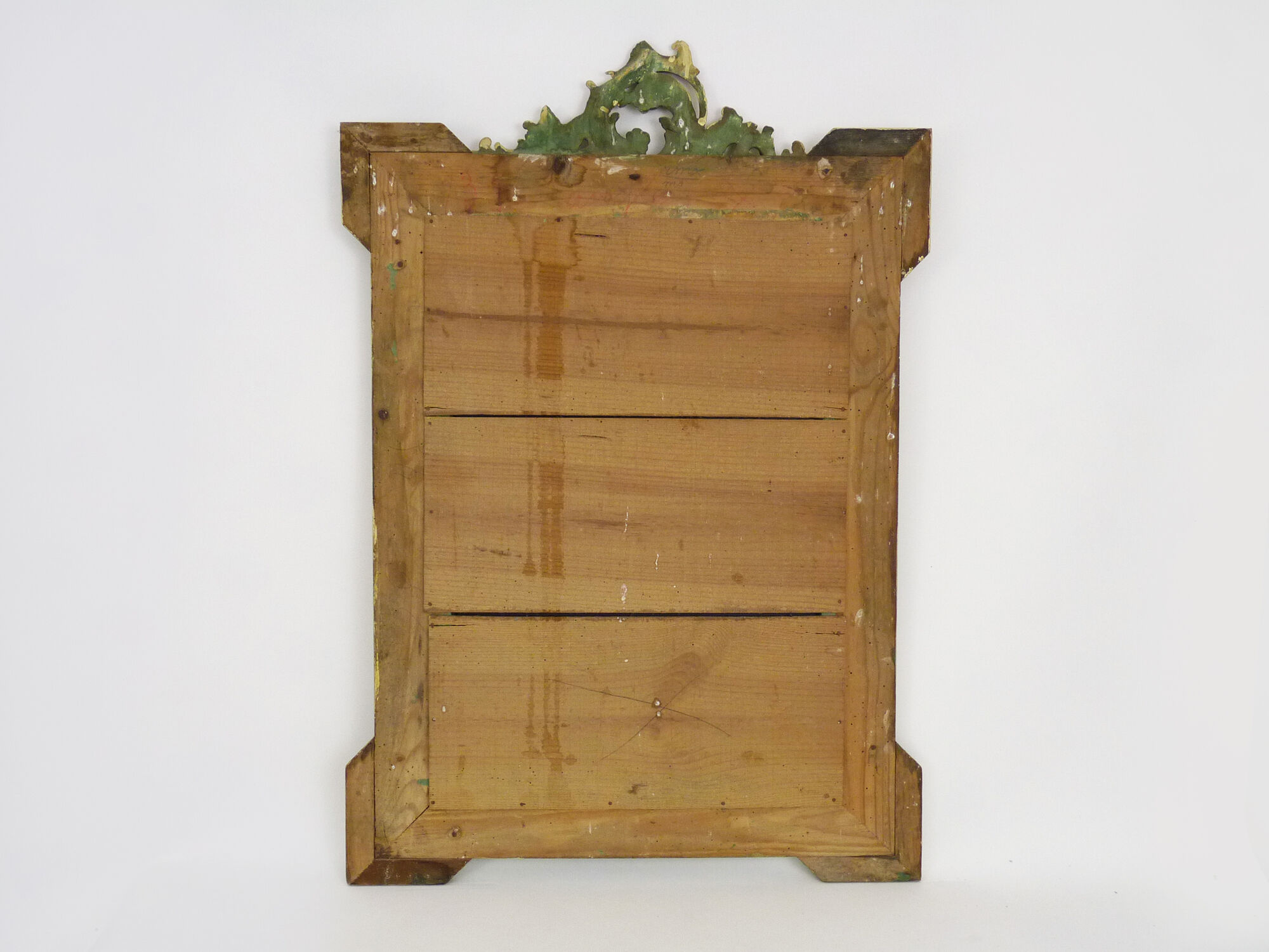 Old wall mirror in wood and gilded stucco, Louis XVI style. XIXth