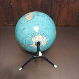 Ancien globe terrestre tripode en tôle taride vers 1950/ 1960