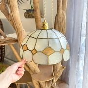 Vintage mother-of-pearl and vintage brass pendant light 1970