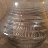 Ancienne carafe à liqueur verre soufflé, fil d'argent
