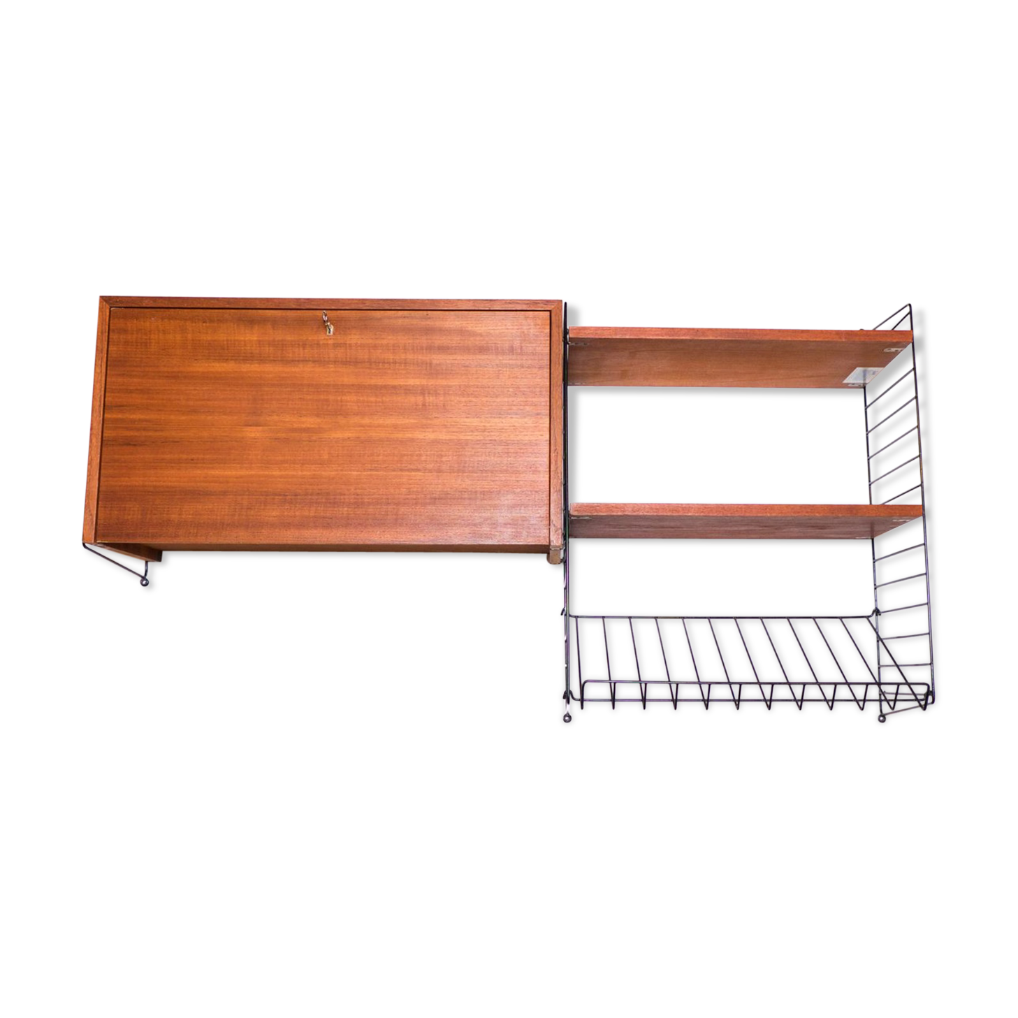 Recipient teak shelf - magazine holder by Kajsa - Nils "Nisse" Strinning for String 1960s