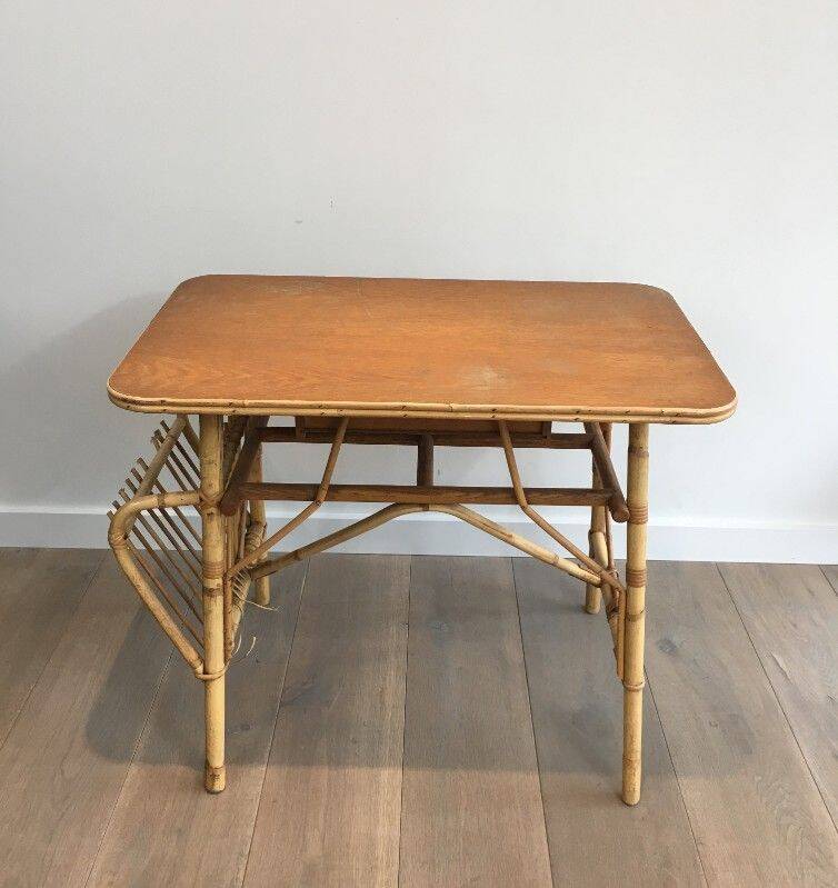 Rattan desk (a small chip on the magazine rack)