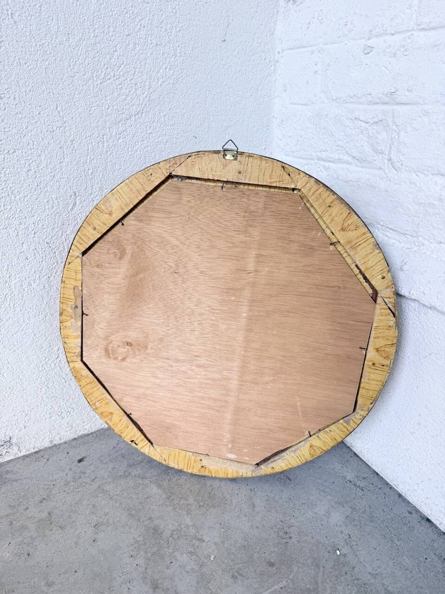 Woven wicker round mirror 1960