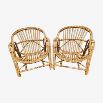 Pair of rattan shell chairs