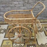Bamboo and rattan bar cart, 1950