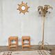 Pair Tabouret wears tripod plant solid wooden sofa tip 1950 Vintage furniture decoration