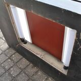 Vintage mirror cabinet in wood and chrome metal - backlit dressing table shelf 1950-1960